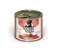 DOGGY Dog Paté Rind & Salmon 6 x 200 g Comida húmeda para Perros sin Cereales con Aceite de salmón y mejillón de Labios Verdes, pienso Completo con Zanahorias y brócoli, Fabricado en Alemania