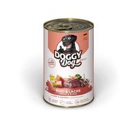 DOGGY Dog Paté Rind & Salmon 6 x 400 g Comida húmeda para Perros sin Cereales con Aceite de salmón y mejillón de Labios Verdes, pienso Completo con Zanahorias y brócoli, Fabricado en Alemania