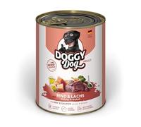 DOGGY Dog Paté Rind & Salmon 6 x 800 g Comida húmeda para Perros sin Cereales con Aceite de salmón y mejillón de Labios Verdes, pienso Completo con Zanahoria y brócoli, Fabricado en Alemania