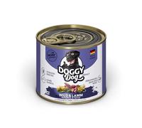 DOGGY Dog Paté Wild & Cordero, 6 x 200 g, Comida húmeda para Perros, sin Cereales, con Aceite de salmón y mejillón de Labios Verdes, pienso Completo con Espinacas y Patatas, Fabricado en Alemania