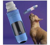 Doggy Water Bottle on The Go 350ml con envase de Comida de 150g, Bebedero Plegable Perro para Cachorros y Gatos Viajar Perros Accesorios,Blue