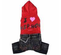 DoggyDolly Mopsbekleidung I love hiphop hoot Rot - Abverkauf Größe S