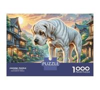 Dogo Argentino 1000 Piezas Cartulina Extra Gruesa Rompecabezas Premium Antiestrés Juego Familiar Rompecabezas para Decoración del Hogar 52x38cm/1000pcs
