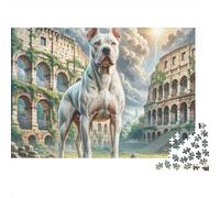 Dogo Argentino 1000 Piezas Rompecabezas Divertidos Actividades Familiares Dogo Argentino en el Coliseo Jigsaw Desafíos Difíciles para Familiares Y Amigos 52x38cm/1000pcs
