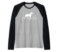 Dogo Argentino Heartbeat EKG Perro Mamá Papá Mastín Argentino Camiseta Manga Raglan