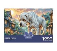 Dogo Argentino Puzzle 1000 Piezas para Entretenimiento Creativo Clásicos Regalos Obra De Arte Rompecabezas Desafiante Noches De Juegos para Adultos Y Niños 38x26cm/1000pcs