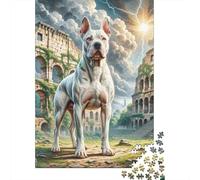 Dogo Argentino Puzzles Imposible,desafío for Adults Entretenimiento Creativo 1000 Piezas Obra De Arte De Juego De para Adultos Y Niños Mayores De 12 Años 1000pcs (75x50cm)