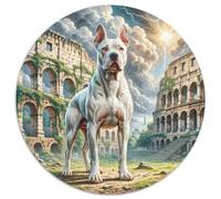 Dogo Argentino Rompecabezas De Redondo 1000 Piezas Adultos para Niños Circular Puzzle Niños para Decoración del Hogar Imposible Infantil 3D Cartón 1000pcs (67.5x67.5cm)