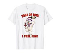 Dogo Argentino Yoga o Vino I Feel Fine - DIGOR Divertido Camiseta gráfica económica, Hombre, Blanco, S