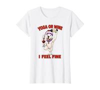 Dogo Argentino Yoga o Vino I Feel Fine - DIGOR Divertido Camiseta gráfica económica, Mujer, Blanco, S
