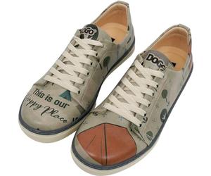 DOGO Femme Cuir Vegan Beige Baskets - This is Our Happy Place Motif