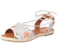 DOGO Femme Cuir Vegan Beige Sandales à Lacets - Sandales de Mode Décontractées Confortables Faites à la Main, Lost in Pattern Motif