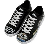 DOGO Femme Cuir Vegan Blanc Baskets - Chaussures de Marche Confortables et Décontractées Faites à la Main, Koi World Motif