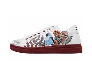 Dogo Femme Cuir Vegan Blanc Baskets - Chaussures de Marche Confortables et Décontractées Faites à la Main, Magic in The Air Motif