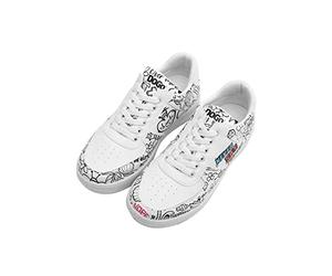 DOGO Femme Cuir Vegan Blanc Baskets - Chaussures de Marche Confortables et Décontractées Faites à la Main, Never Say Never Motif