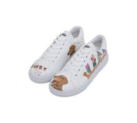 DOGO Femme Cuir Vegan Blanc Baskets - Mini Puppy Motif