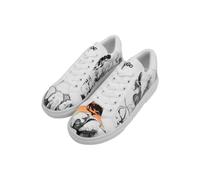 DOGO Femme Cuir Vegan Blanc Baskets - Sunset Animals Motif