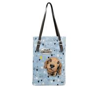 DOGO Femme Cuir Vegan Bleu Fait Main et Mode Sac d'épaule - Hello My Hooman Motif