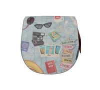 DOGO Femme Cuir Vegan Bleu Fait Main et Mode Sac d'épaule - Ready to Travel Motif