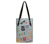 DOGO Femme Cuir Vegan Bleu Fait Main et Mode Sac d'épaule - Ready to Travel Motif