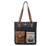 DOGO Femme Cuir Vegan Bleu Foncé Fait Main et Mode Sac d'épaule - The Wise Owl Motif