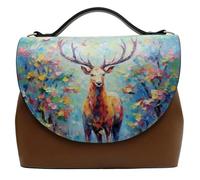 DOGO Femme Cuir Vegan Bleu Sac à Main - Deer of Dreams Motif