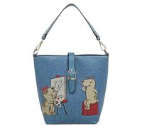 DOGO Femme Cuir Vegan Bleu Sac à Main - Draw Me Motif