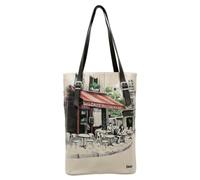 DOGO Femme Cuir Vegan Crème Fait Main et Mode Sac d'épaule - La Vie Parisienne Motif