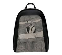 DOGO Femme Cuir Vegan Noir Fait Main et Mode Sac à dos - Go Back to Being Yourself Motif