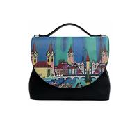 DOGO Femme Cuir Vegan Noir Fait Main et Mode Sac à Main - Prague Nights Motif