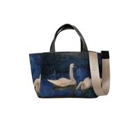 DOGO Femme Vegan Bleu Foncé Medium Tote Bag - Two Swans Motif