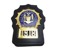 DOGOZ Insignia del Detective De Policía De La Ciudad De Nueva York De EE. UU. 1918 con Estuche De Cuero Incrustado, Accesorio De Decoración del Traje