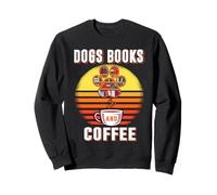Dogs Books and Coffee Funny Dog Book Reader Lover Sudadera