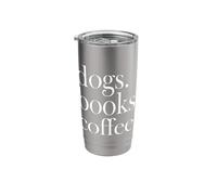 Dogs Books Coffee Canine Caffeine Reading Lover Typography Vaso térmico de acero inoxidable de doble pared