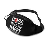 Dogs Make Me Happy YouSo Much - Riñonera ajustable con bolsillo para auriculares para hombres y mujeres, Los perros me hacen feliz no tanto, Talla única, moda