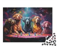 Dogs Playing Poker Colourful Neon Dog Group Art 1000 Pieces Jigsaws Adults and Children Fun Activity for Rainy Days 38x26cm/1000pcs