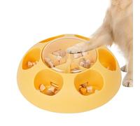 Dogs Treat Puzzle Feeder, Treat Dog Slow Puzzle Toys, Brain Enrichment Toy for Mental Stimulation, Food Dispenser for Puppies, 26x26x9 cm, TPR, Yellow Pink and Green
