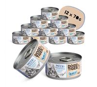 Dogs'n Tiger Adult Premium Comida para gatos de mar, comida húmeda para gatos, fórmula adecuada para animales con 60% de contenido de pescado, sin azúcar, cereales y sabores artificiales, filete de