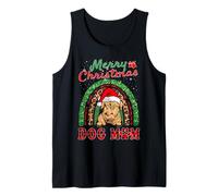 Dogue De Bordeaux Christmas Santa Hat Dog Mom Boho Rainbow Camiseta sin Mangas