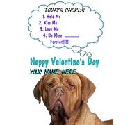 Dogue de Burdeos perro tv353 Divertido y adorable tarjeta de San Valentín A5 tarjeta de felicitación personalizada