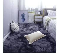 DOGUO Alfombra de Felpa 385 x 390 cm Antideslizante Fácil de Limpiar Alfombra Salón Pelo Largo Shaggy Antideslizante para Pasillo Larga Habitacion Comedor, Gris Oscuro