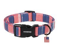 DOGWONG Collar de perro con bandera estadounidense, collar patriótico del 4 de julio, collares de perro del Día de la Independencia para perros pequeños y medianos, cuello de 14 a 21 pulgadas