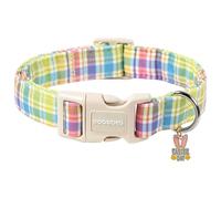 DOGWONG Collar de perro de Pascua, cómodo collar ajustable a cuadros coloridos con hebilla de plástico para cachorros machos y hembras XS, cuello de 8 a 12 pulgadas