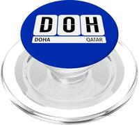 DOH Doha Qatar Travel Souvenir Código Aeropuerto Texto Negro PopSockets PopGrip para MagSafe