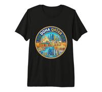 Doha Qatar Round Travel Souvenir City Landmark Turista Regalo Camiseta Premium