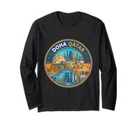 Doha Qatar Round Travel Souvenir City Landmark Turista Regalo Manga Larga
