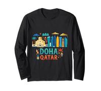 Doha Qatar Travel Souvenir City Monumento Turístico Regalo Manga Larga