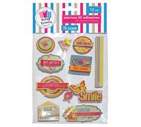 Dohe 18055-Pack de 12 Adornos Adhesivos 3D, diseño Too Cute, Multicolor, (18055)