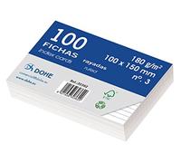 Dohe 30362 - Pack de 100 fichas rayadas de cartulina blanca, 180 g, nº 3, 100 x 150 mm