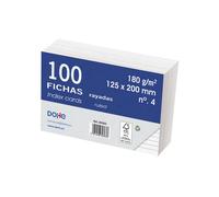 Dohe 30363 - Pack de 100 fichas rayadas de cartulina blanca, 180 g, nº 4, 125 x 200 mm